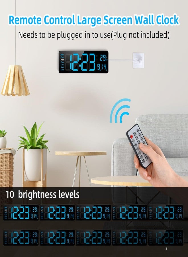 AnExer Digital Wall Clock with Remote Control, 13 Inch LED Display Count Up & Down Timer, Adjustable Brightness Alarm Clock with Day/Date/Temp for Gym, Home, Office - Image 3